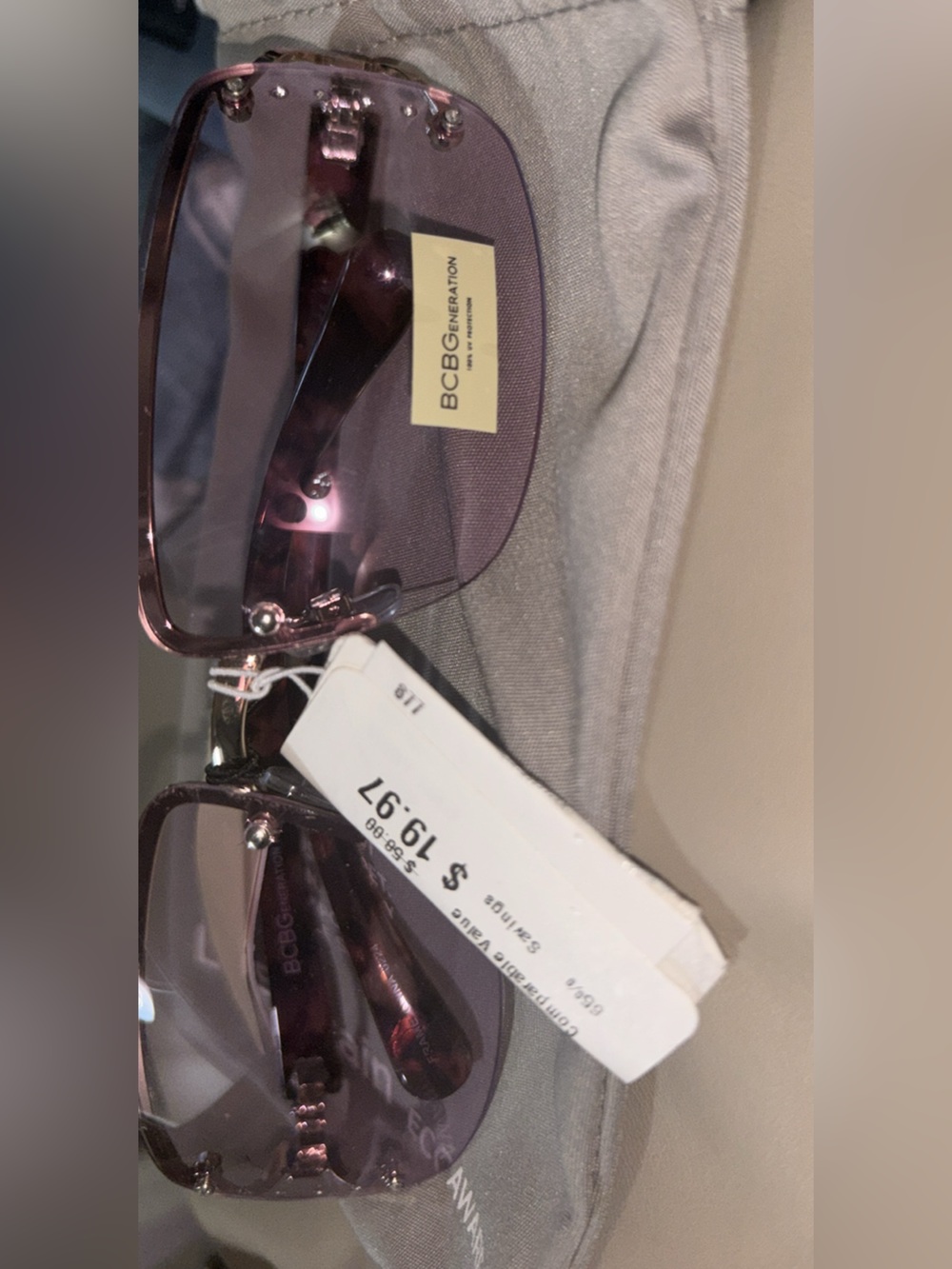 BCBGeneration Pink Metal Rim Sunglasses with Tinted Lenses